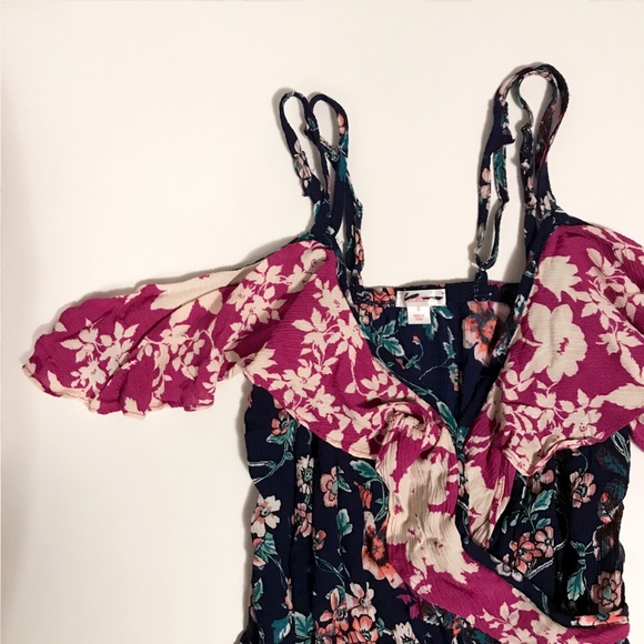 Xhilaration Floral Cold Shoulder Romper - Picture 3 of 8